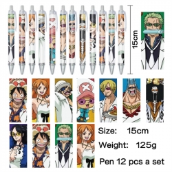 One Piece Anime peripheral student color picture ballpoint pen neutral pen 15cm a set of 12