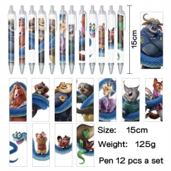 Zootopia Anime peripheral student color picture ballpoint pen neutral pen 15cm a set of 12