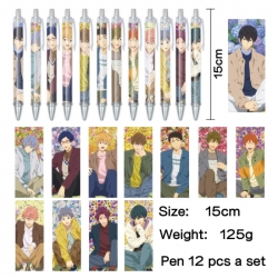 Free! Anime peripheral student color picture ballpoint pen neutral pen 15cm a set of 12