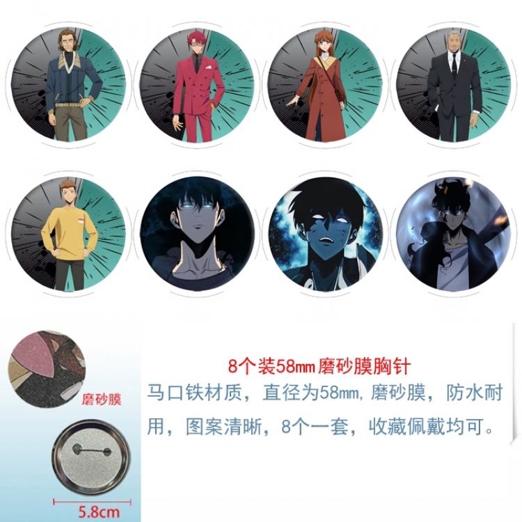 Solo Leveling:Arise Anime round scrub film brooch badge 58MM a set of 8