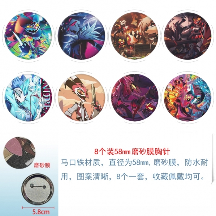 Hazbin Hotel Anime round scrub film brooch badge 58MM a set of 8