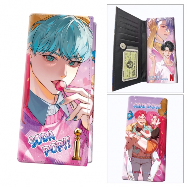 K-Pop Demon Hunters Anime wallet long wallet buckle storage bag 18.5x9.5x2CM 100g