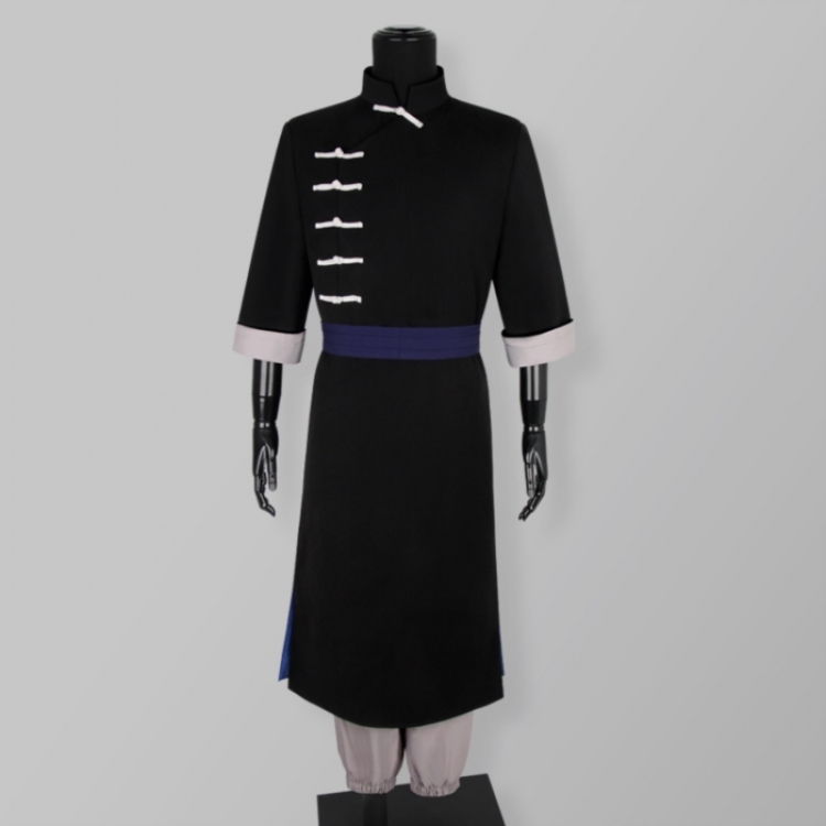 Gintama Anime merchandise: black long coat   waist band   bandage   pants set