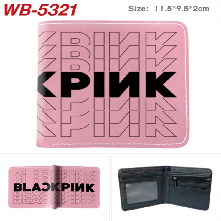 BLACK PINK Animation color PU leather half fold wallet 11.5X9X2CM