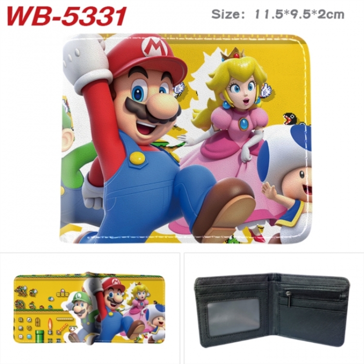 Super Mario Animation color PU leather half fold wallet 11.5X9X2CM