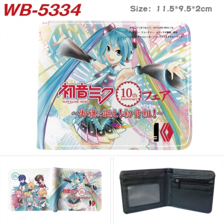 Hatsune Miku Animation color PU leather half fold wallet 11.5X9X2CM
