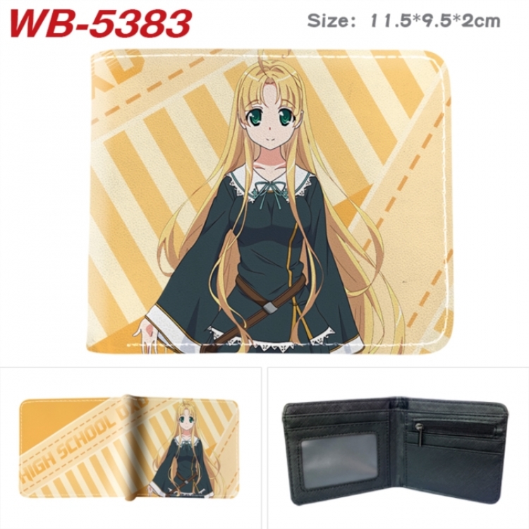 High School D×D Animation color PU leather half fold wallet 11.5X9X2CM