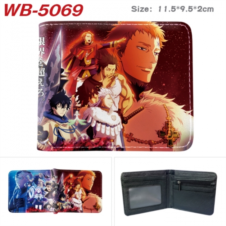 Black Clover Animation color PU leather half fold wallet 11.5X9X2CM