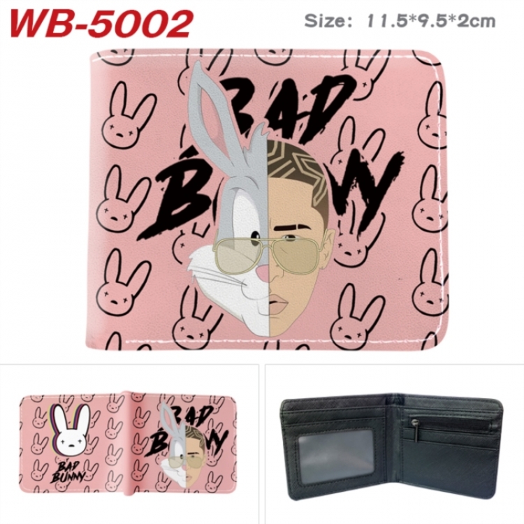 Bad Bunny Animation color PU leather half fold wallet 11.5X9X2CM