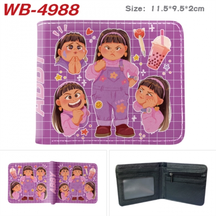 Turning Red Animation color PU leather half fold wallet 11.5X9X2CM