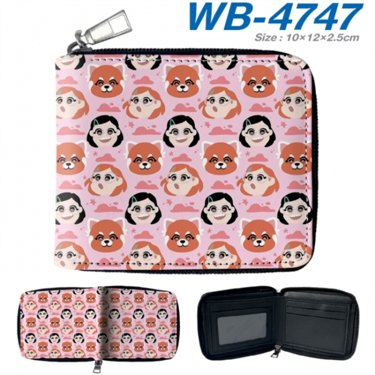 Turning Red Anime color short full zip folding wallet 10x12x2.5cm