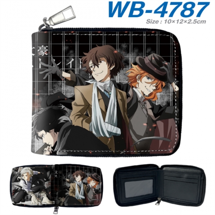 Bungo Stray Dogs Anime color short full zip folding wallet 10x12x2.5cm