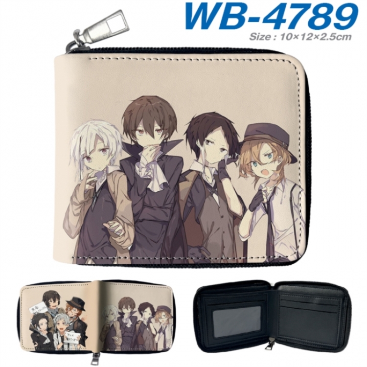 Bungo Stray Dogs Anime color short full zip folding wallet 10x12x2.5cm