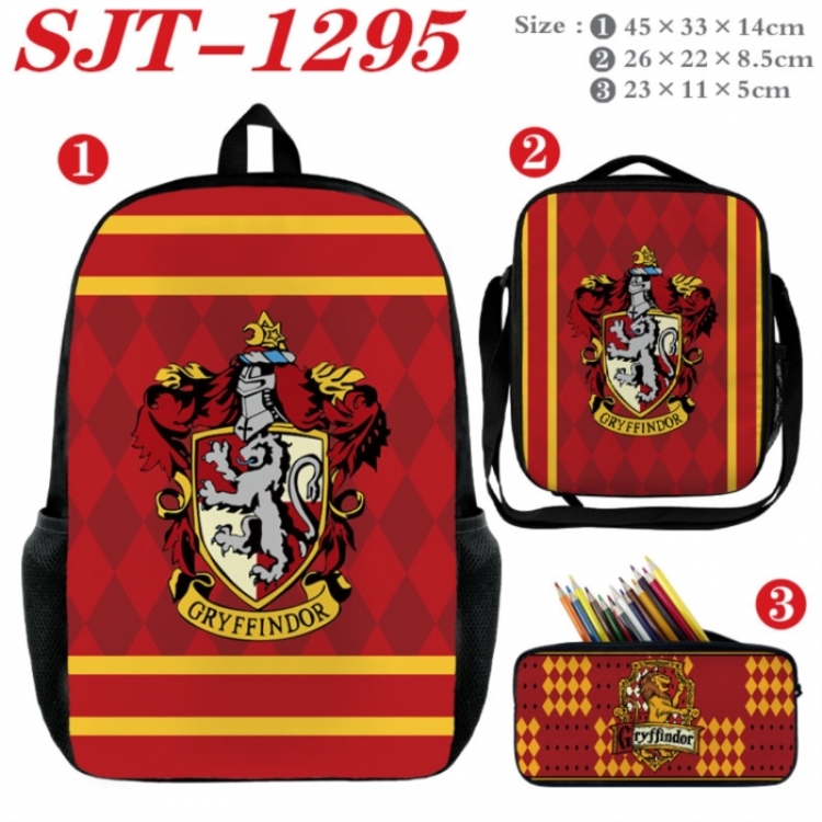 Harry Potter Anime nylon canvas backpack pencil case crossbody bag three piece set 45x33x14cm
