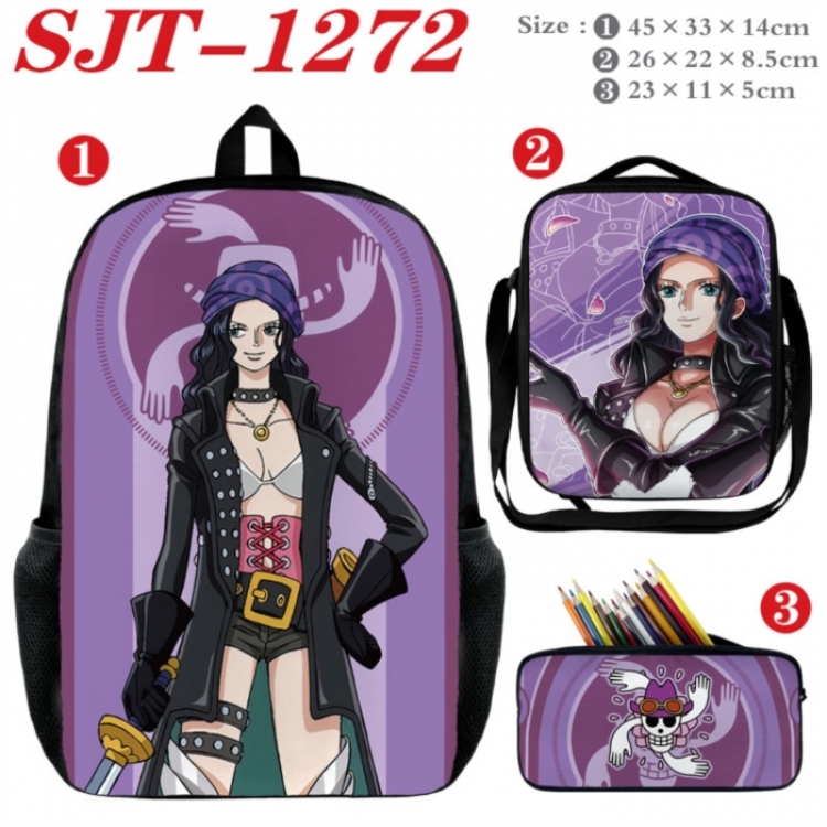 One Piece Anime nylon canvas backpack pencil case crossbody bag three piece set 45x33x14cm