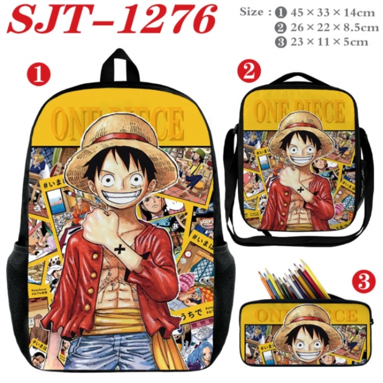 One Piece Anime nylon canvas backpack pencil case crossbody bag three piece set 45x33x14cm