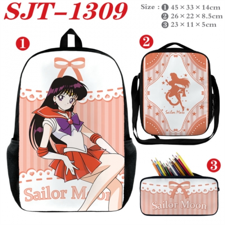 sailormoon Anime nylon canvas backpack pencil case crossbody bag three piece set 45x33x14cm