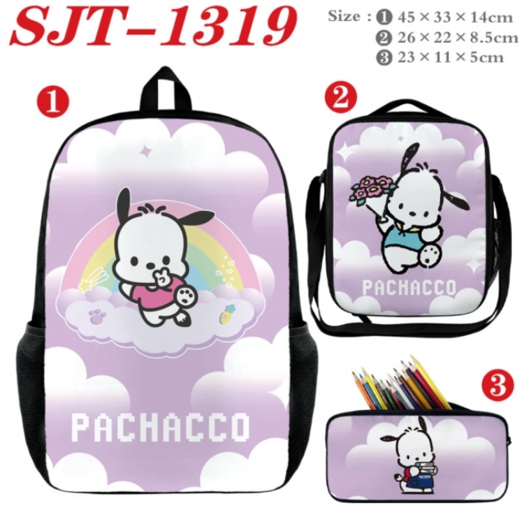 Sanrio Anime nylon canvas backpack pencil case crossbody bag three piece set 45x33x14cm
