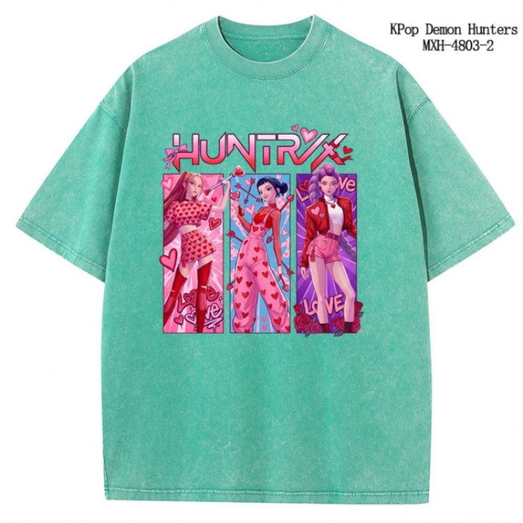 K-Pop Demon Hunters Anime peripheral pure cotton washed and worn T-shirt from S to 4XL