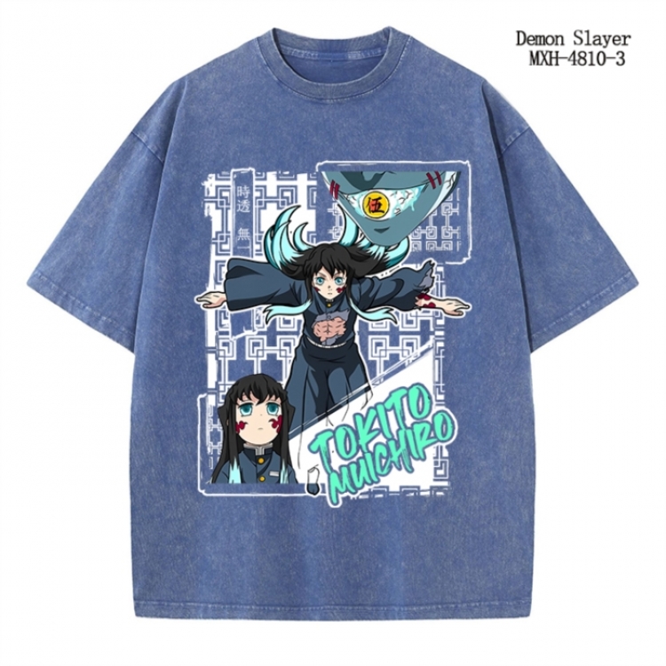 Demon Slayer Kimets Anime peripheral pure cotton washed and worn T-shirt from S to 4XL
