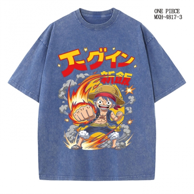 One Piece Anime peripheral pure cotton washed and worn T-shirt from S to 4XL