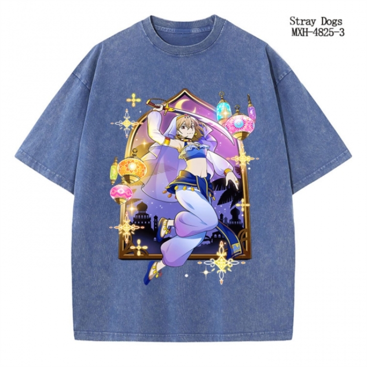Bungo Stray Dogs Anime peripheral pure cotton washed and worn T-shirt from S to 4XL