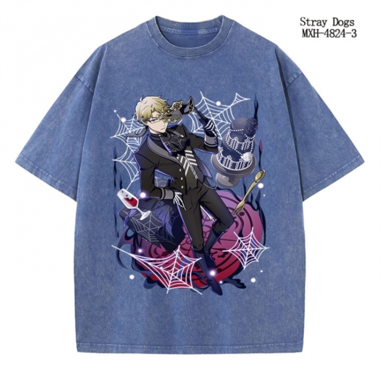 Bungo Stray Dogs Anime peripheral pure cotton washed and worn T-shirt from S to 4XL