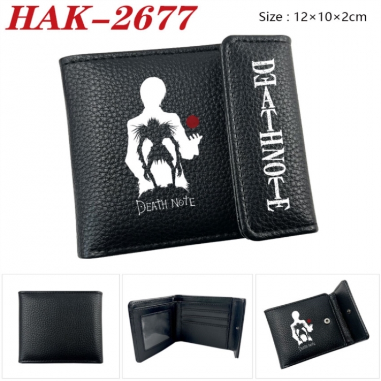 Death note Anime Litchi Pattern Hidden Buckle Half Fold Printed Wallet 12X10X2CM