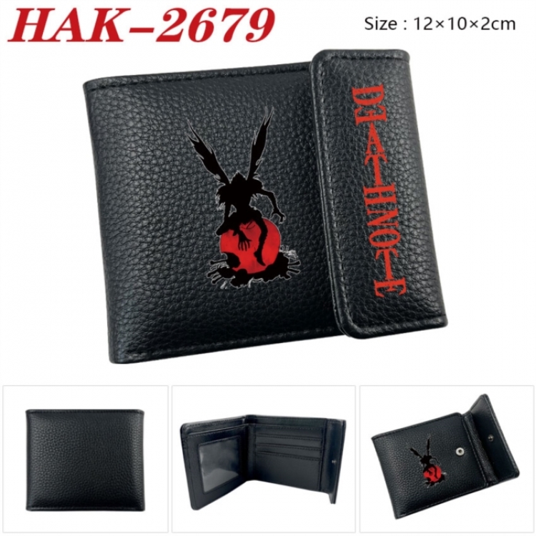 Death note Anime Litchi Pattern Hidden Buckle Half Fold Printed Wallet 12X10X2CM