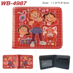 Turning Red Animation color PU leather half fold wallet 11.5X9X2CM
