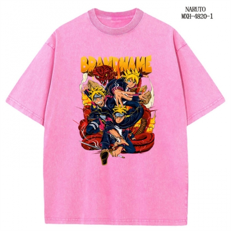 Naruto Anime peripheral pure cotton washed and worn T-shirt from S to 2XL