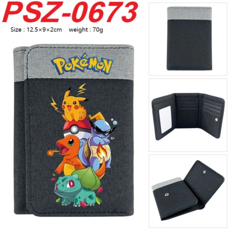 Pokemon Anime color blocked three fold concealed wallet 12.5X9X2CM 70G