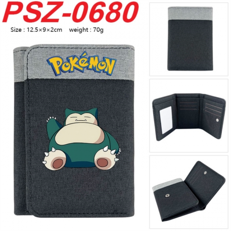 Pokemon Anime color blocked three fold concealed wallet 12.5X9X2CM 70G