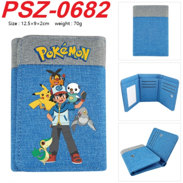 Pokemon Anime color blocked three fold concealed wallet 12.5X9X2CM 70G