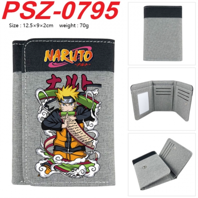 Naruto Anime color blocked three fold concealed wallet 12.5X9X2CM 70G