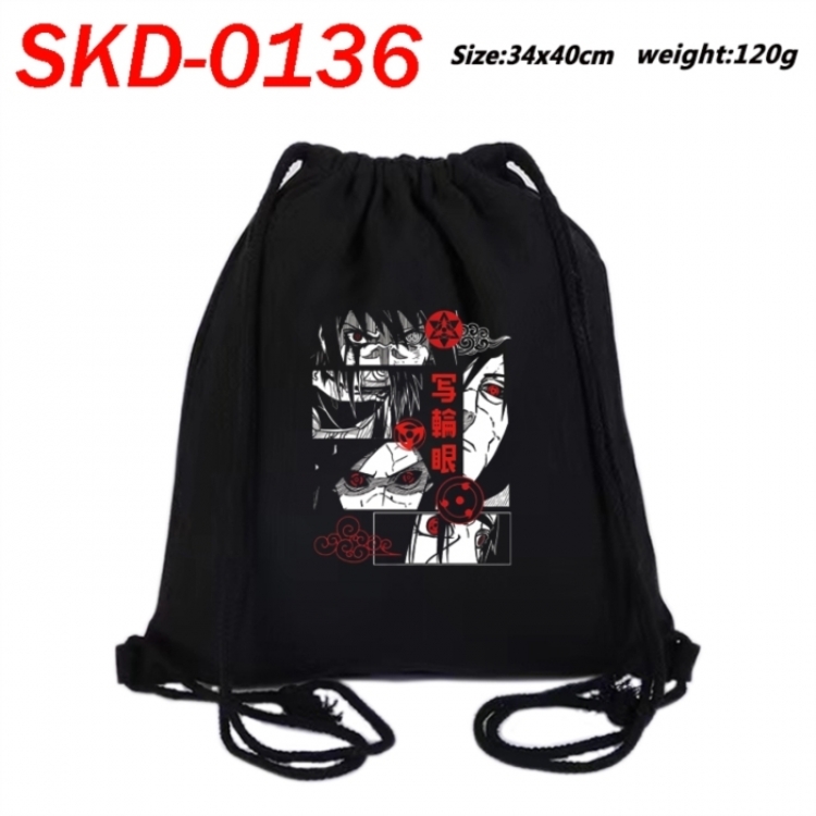 Naruto Anime themed Canvas Drawstring Backpack Tote Bag 34x40cm
