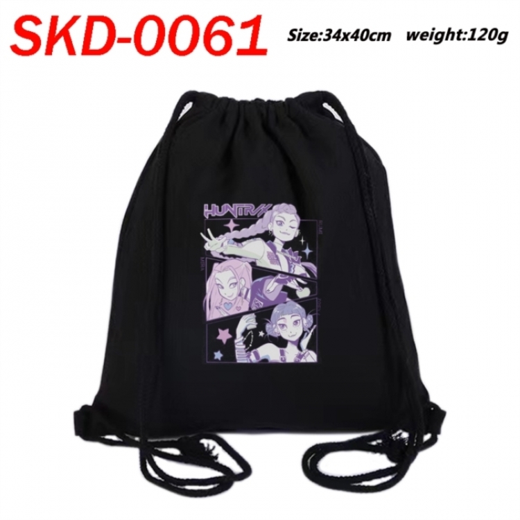 K-Pop Demon Hunters Anime themed Canvas Drawstring Backpack Tote Bag 34x40cm