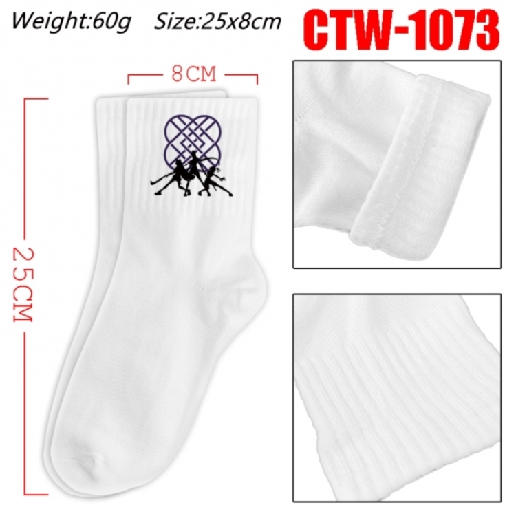 K-Pop Demon Hunters Anime Print Long Crew Cotton Socks 25x8cm