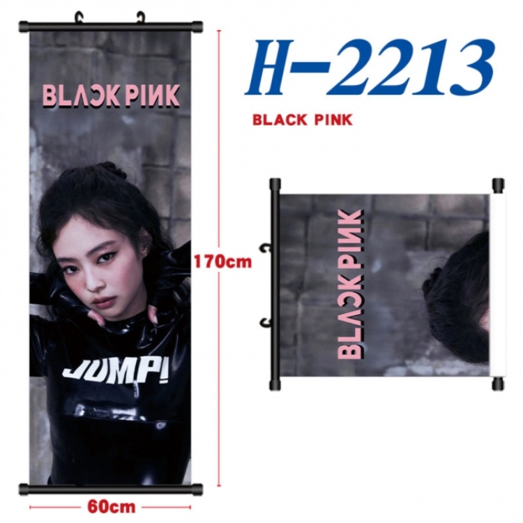 BLACK PINK Black plastic rod cloth hanging canvas painting Wall Scroll 60x170cm