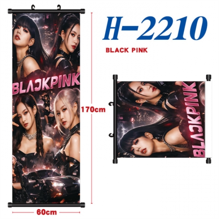 BLACK PINK Black plastic rod cloth hanging canvas painting Wall Scroll 60x170cm
