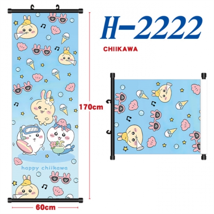  Chiikawa Black plastic rod cloth hanging canvas painting Wall Scroll 60x170cm