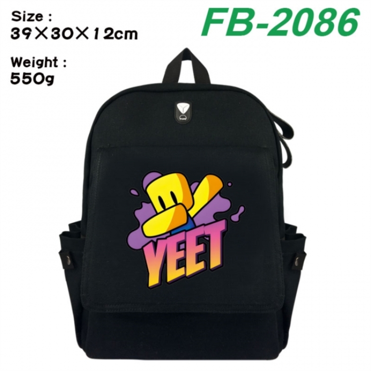 Roblox Canvas Flip Backpack Student Schoolbag Headphone Hole 39X30X12CM