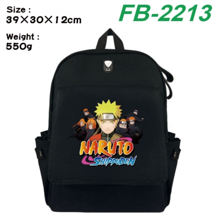 Naruto Canvas Flip Backpack Student Schoolbag Headphone Hole 39X30X12CM 