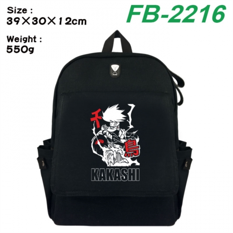Naruto Canvas Flip Backpack Student Schoolbag Headphone Hole 39X30X12CM 