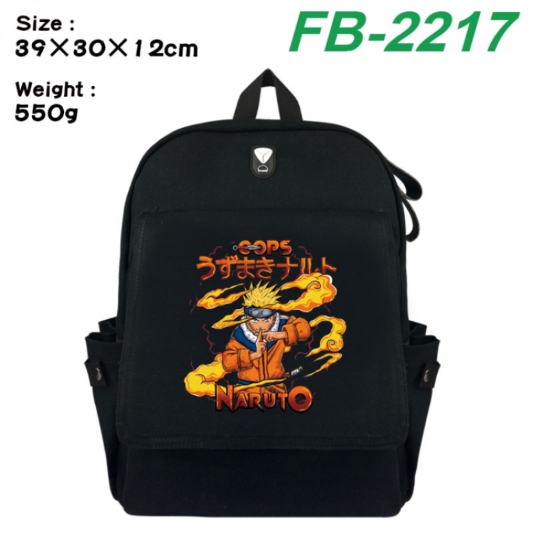 Naruto Canvas Flip Backpack Student Schoolbag Headphone Hole 39X30X12CM 