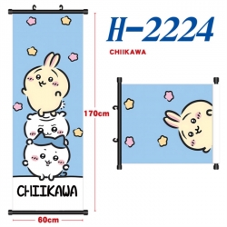  Chiikawa Black plastic rod cloth hanging canvas painting Wall Scroll 60x170cm