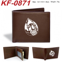 Berserk Anime peripheral black brown leather double fold wallet 12X10X1.5CM 70g