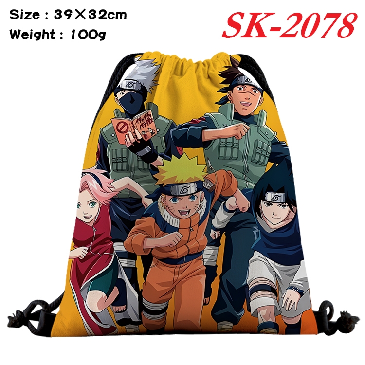 Naruto cartoon Waterproof Nylon Full Color Drawstring Pocket 39x32cm 