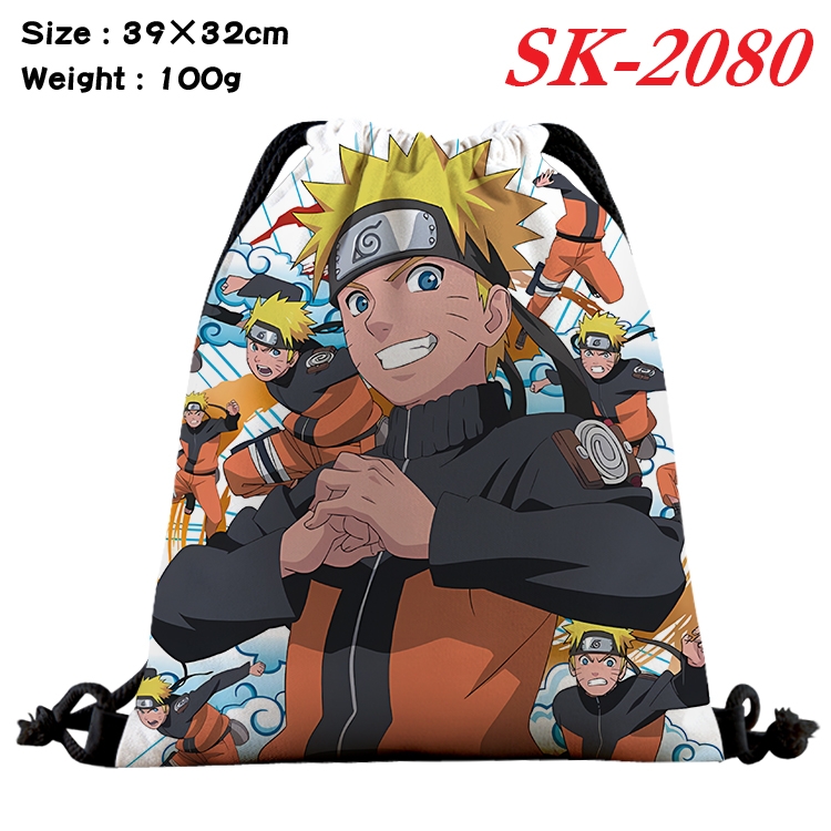 Naruto cartoon Waterproof Nylon Full Color Drawstring Pocket 39x32cm 