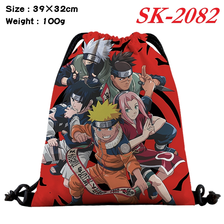 Naruto cartoon Waterproof Nylon Full Color Drawstring Pocket 39x32cm 